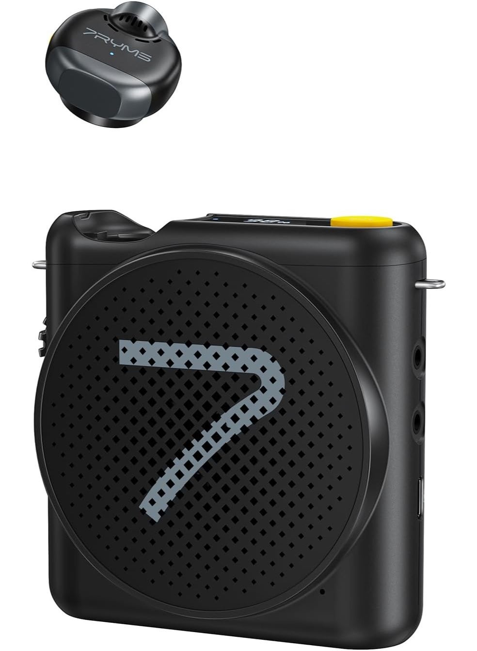 7RYMS WA2 Voice Amplifier with Wireless Lavalier Microphone for Teachers, Portable Speaker Clip-On Mic- Noise Canceling, 164ft Range, 23H Working, Lapel Amplifier for Teaching, Speech, Guide(Black)